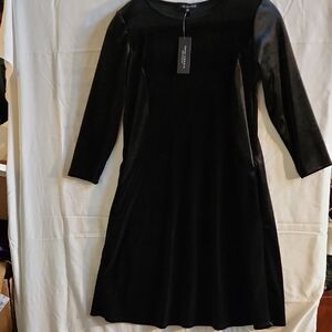 Tash & Sophie Size XS. Black Stretch Velour Dress With Pockets.